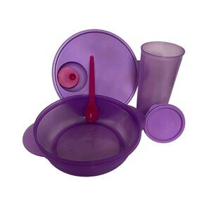 NEW NEVER USED 5 pc Purple Tupperware Venting Crystal wave Lunch Set  Rare